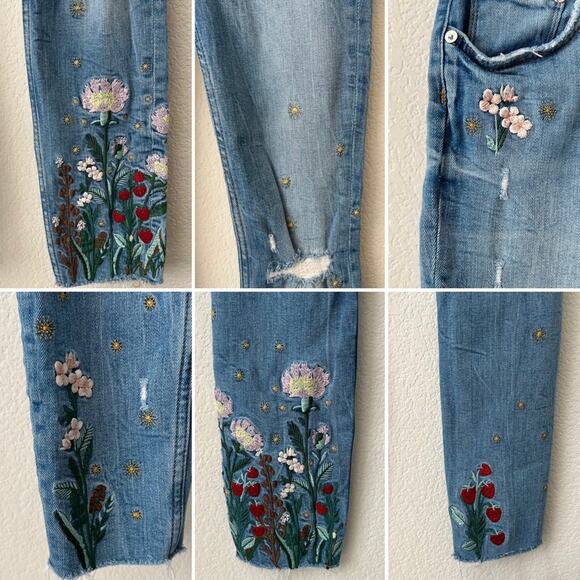Zara Woman Premium Denim Collection Floral Embroidered Jeans - Picture 3 of 5